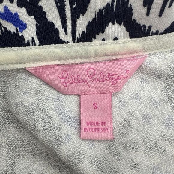 Lilly Pulitzer Ikat Print Quarter Zip Dress Blue White Geometric‎ Pattern Size S - Picture 3 of 8